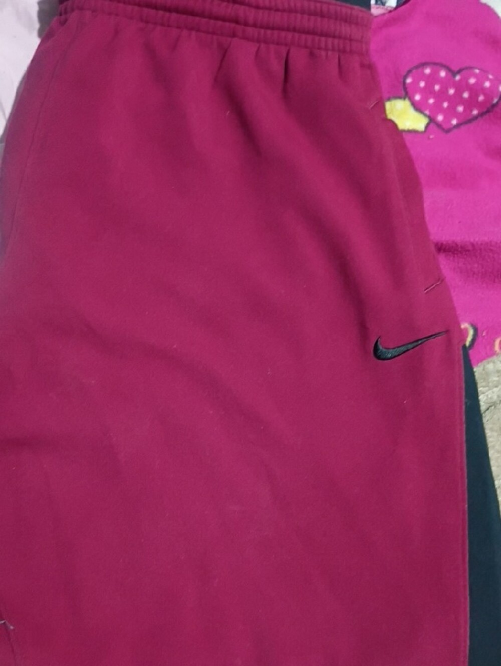 Nike Men's Fuchsia Sweatpants with Black Swoosh Adjustable Waisted Band